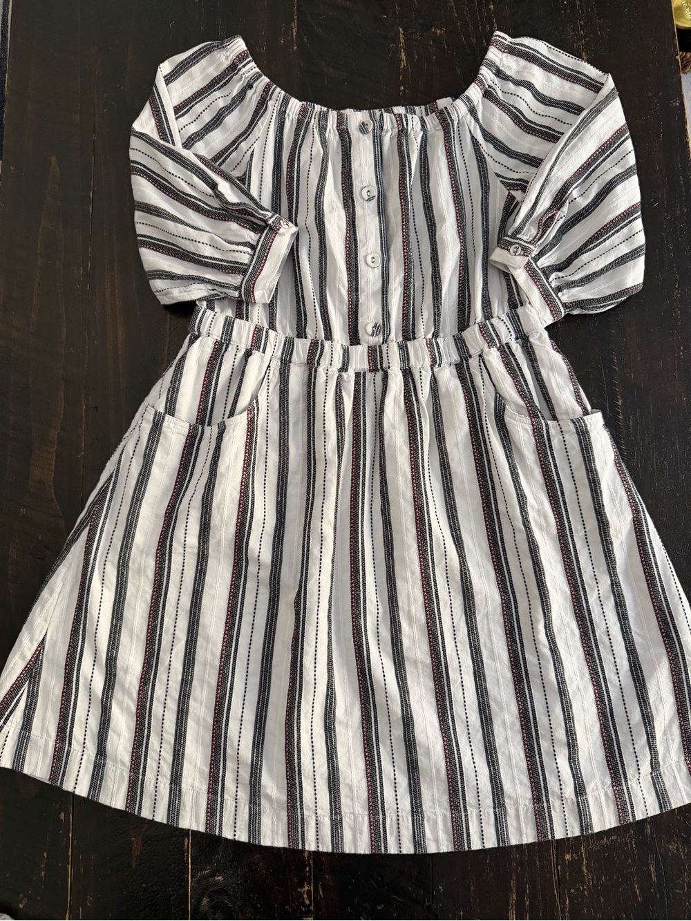 Wrangler White Dress with Black and Maroon Stripes